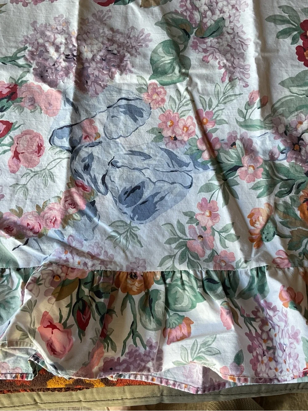 Ralph Lauren Floral Ruffled KING Pillowcases Set of 2 -Vintage